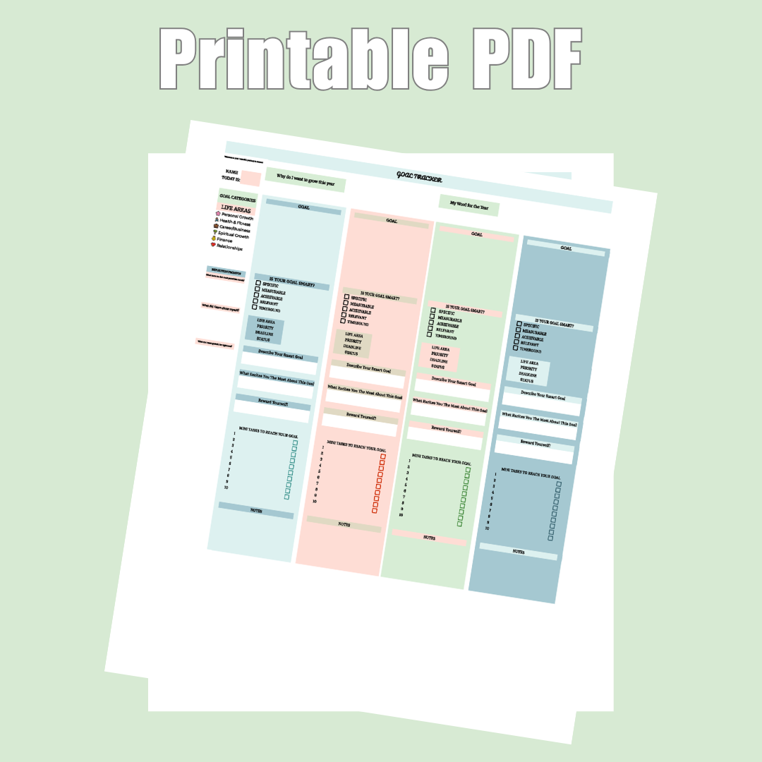 Goal Tracker (Google Sheets + Printable PDF