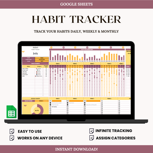 Simple Habit Tracker (Google Sheets + Printable PDF)