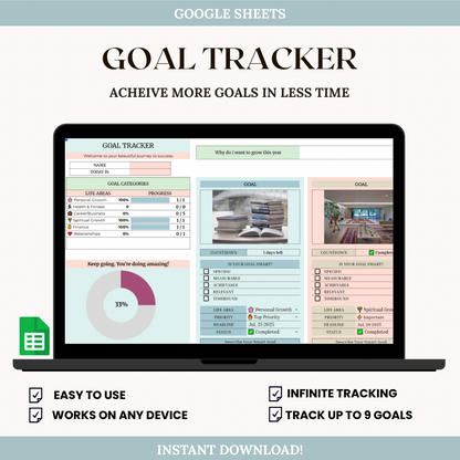 Goal Tracker (Google Sheets + Printable PDF