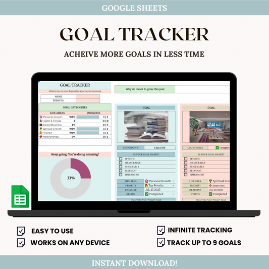 Goal Tracker (Google Sheets + Printable PDF