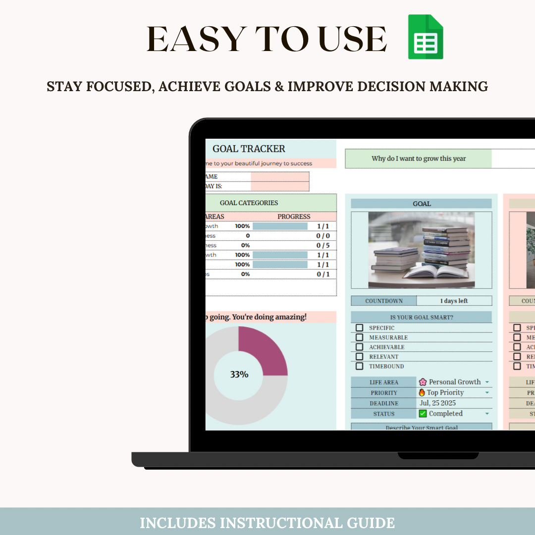 Goal Tracker (Google Sheets + Printable PDF